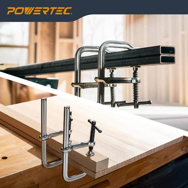 6 in. Heavy Duty F-Style Bar Clamps, 3-1/8 in. Throat Depth, 480 lb. Clamping Force, 6-5/16 in. Max. Opening (4-Pack)