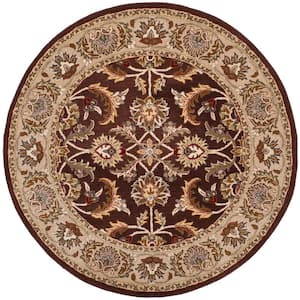 Heritage Brown/Ivory 6 ft. x 6 ft. Round Border Area Rug