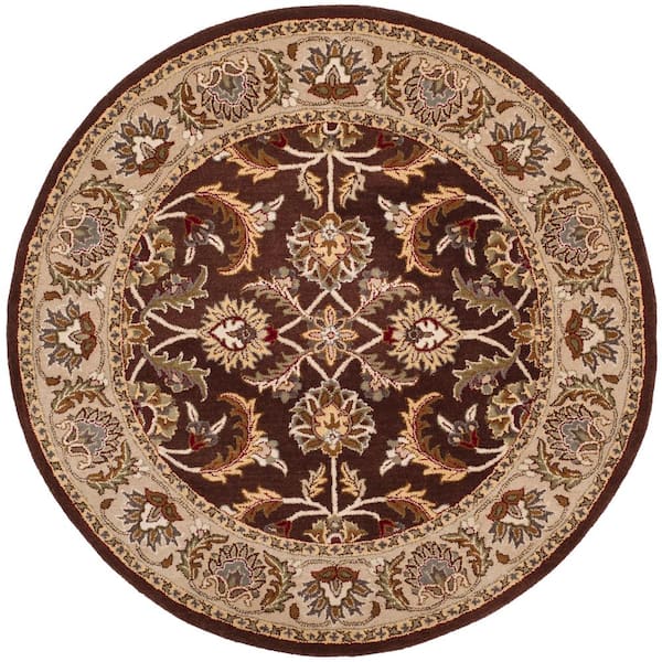 SAFAVIEH Heritage Brown/Ivory 8 ft. x 8 ft. Round Border Area Rug