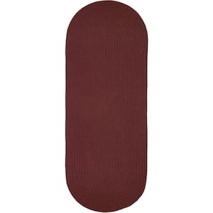 Texturized Solid Burgundy Poly 2 ft. x 6 ft. Braided Runner Rug