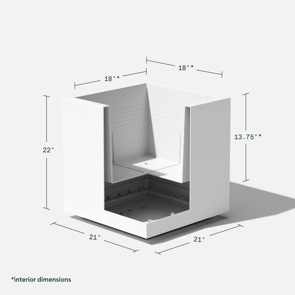 Modern Cube 22" White Polypropylene Planter with Drainage Holes