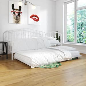Bushwick White Metal Twin Size Daybed and Trundle