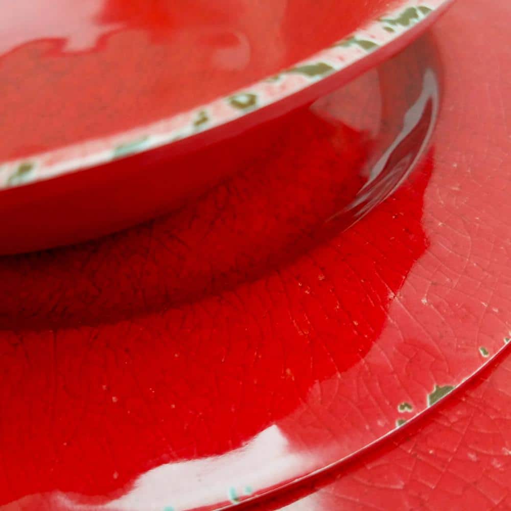 Mauna Red Melamine 12-Piece Dinnerware Set for Four