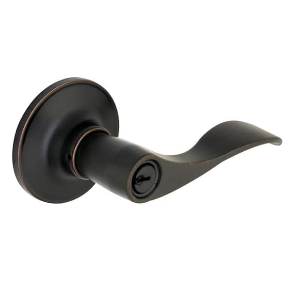 Defiant Wave Matte Black Keyed Entry Door Lever