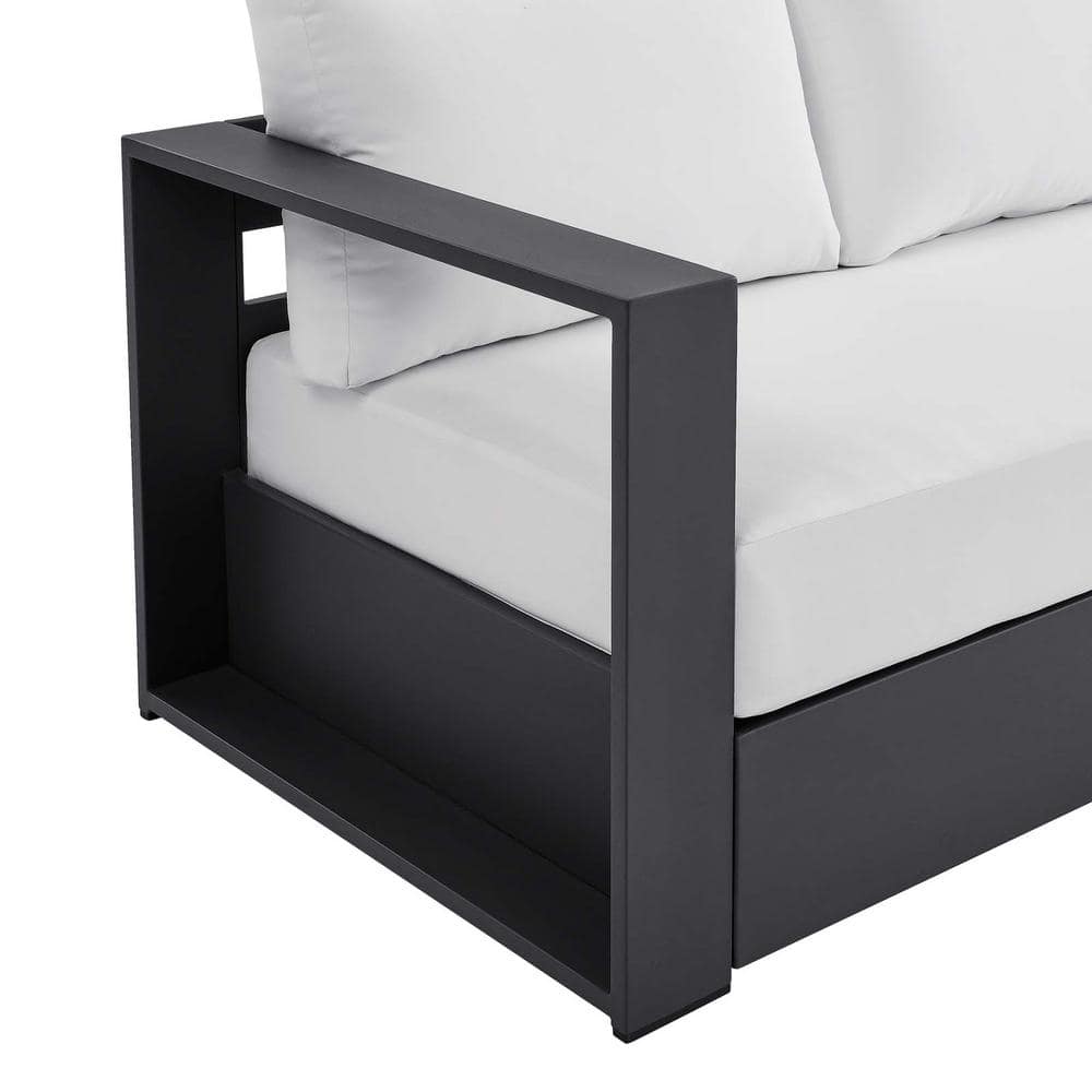 Tahoe Gray White Powder-Coated Aluminum Outdoor Sofa