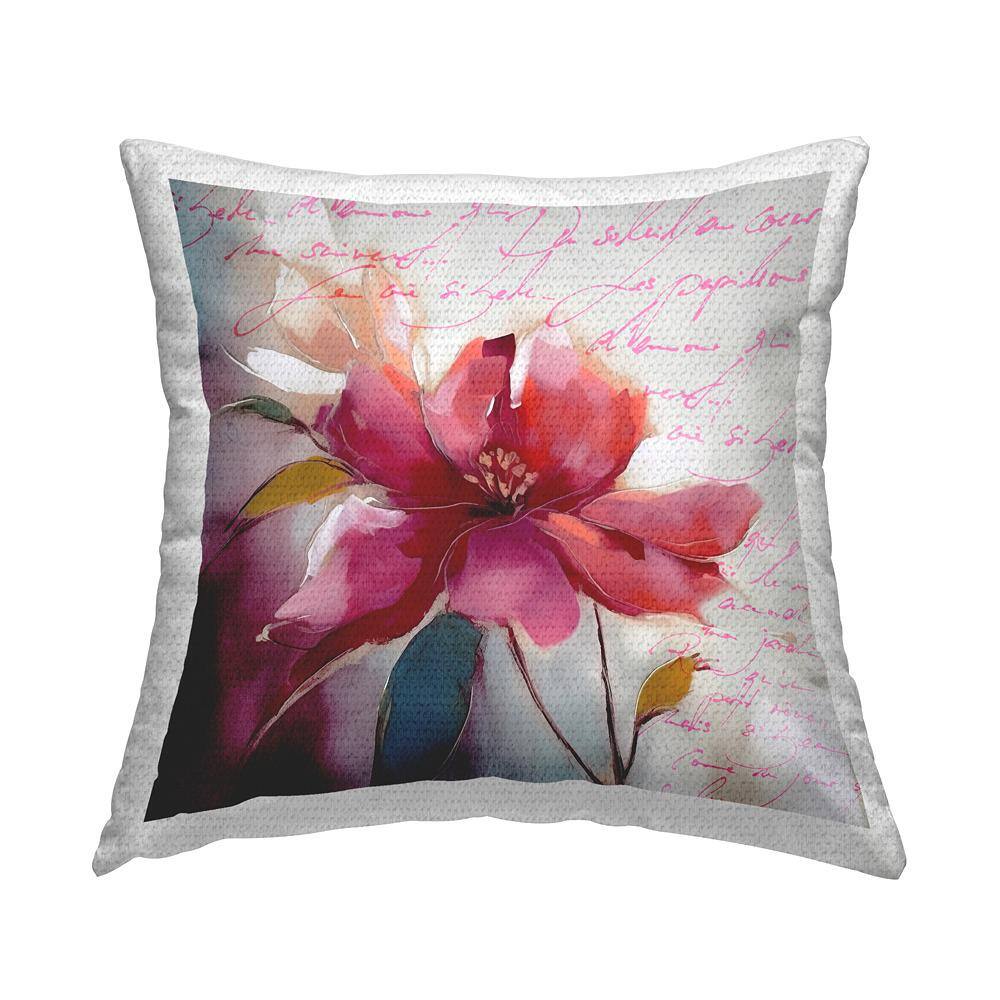 Pink Flower and Cursive Pink Square Outdoor Throw Pillow price history on PriceWatchPro