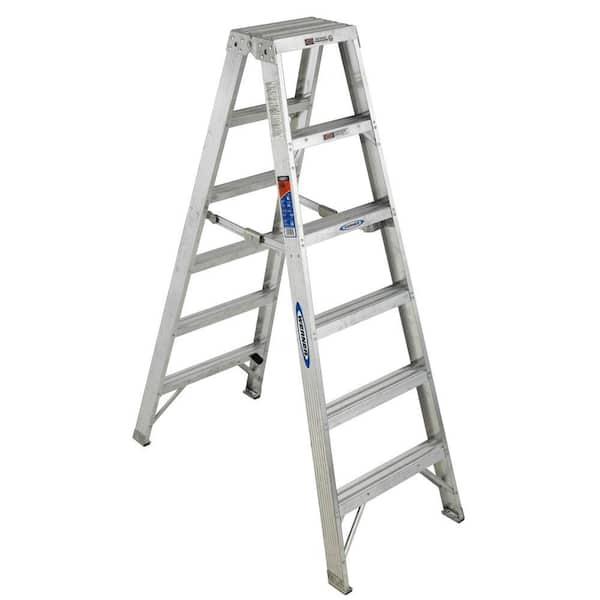 Werner 6 ft. Aluminum Twin Step Ladder with 300 lb. Load Capacity Type IA Duty Rating
