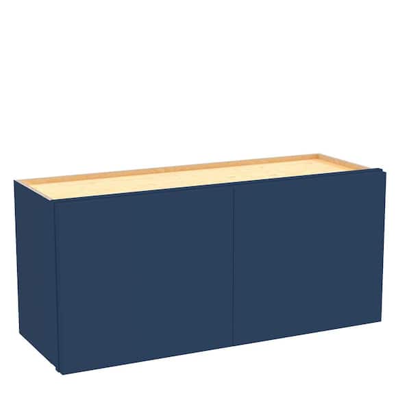 Hargrove 30 in. W x 12 in. D x 12 in. H Assembled Plywood Wall Bridge Kitchen Cabinet in Vessel Blue with Soft Close