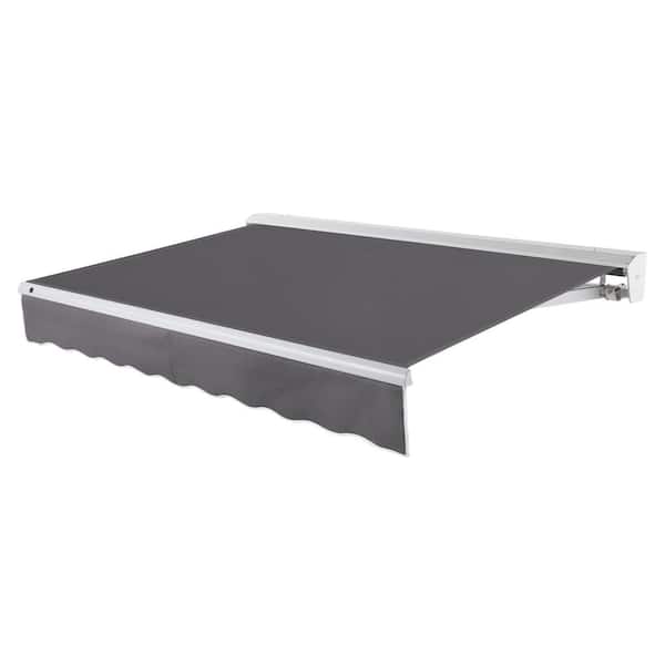 AWNTECH 10 ft. Destin Left Motorized Retractable Awning with Hood (96 in. Projection) in Gun Gray