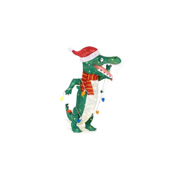 Home Accents Holiday 36 in. Pre-Lit Tinsel Alligator