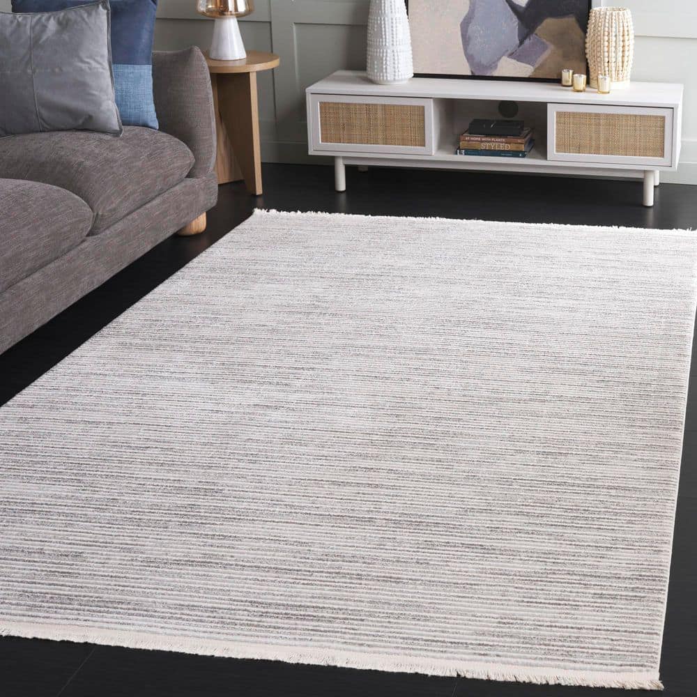 Mirage Ivory and Grey Hand-Knotted Wool Area Rug