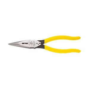 8 in. Heavy Duty Long Nose Side Cutting Crimping Pliers with Skinning Hole