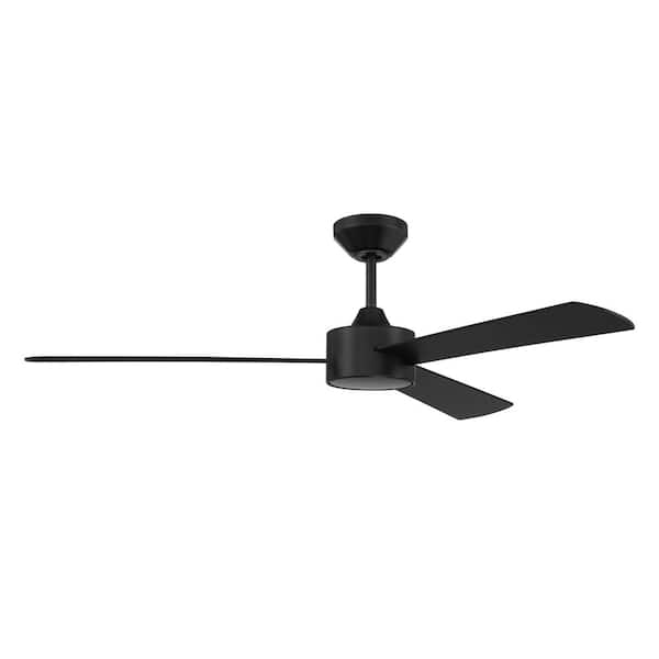 Provision 52 in. Flat Black Finish w/ Flat Black Blades Angled Mount Damp Rated Outdoor Ceiling Fan w/ Remote Included