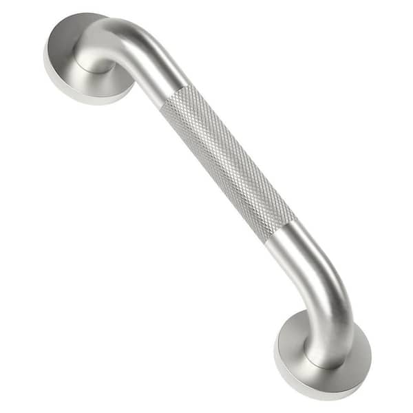 12 in. Concealed Screw Shower Grab Bar with Knurled Grip in Brushed Nickel Stainless Steel