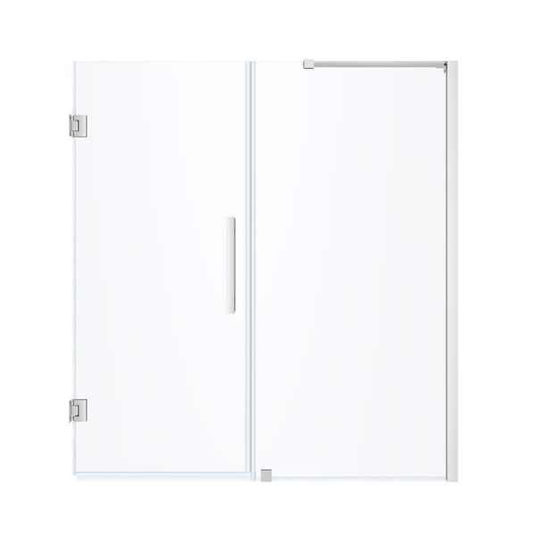 Tampa-Pro 58 3/8 in. W x 72 in. H Pivot Frameless Shower in Chrome