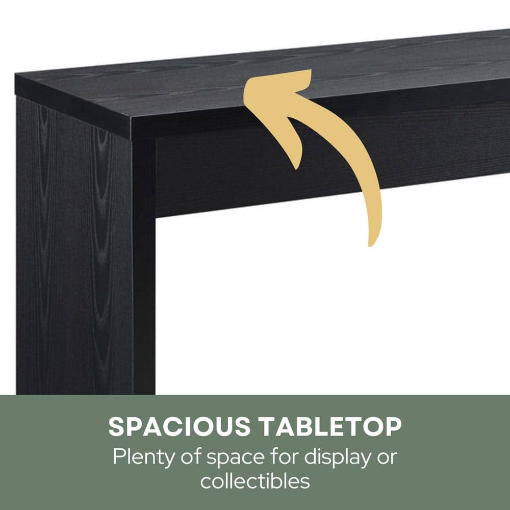 Sleek Black Wood Finish Narrow Console Table 48"x28"