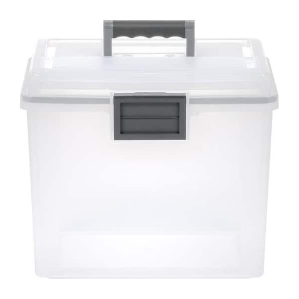IRIS 17 Qt. Legal File Storage Box for Letter, Storage Tote, with Organizer  Lid, in Clear, (2 Pack) 500072 - The Home Depot