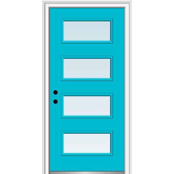 MMI Door 32 in. x 80 in. Celeste Right-Hand Inswing 4-Lite Clear Low-E Glass Painted Steel Prehung Front Door on 6-9/16 in. Frame
