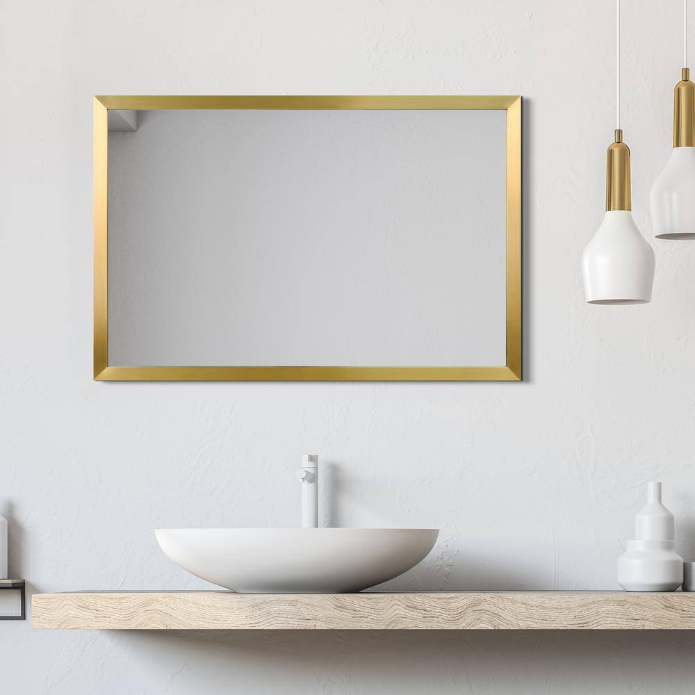 Sleek Contempo 20" x 30" Gold and Silver Rectangular Wall Mirror
