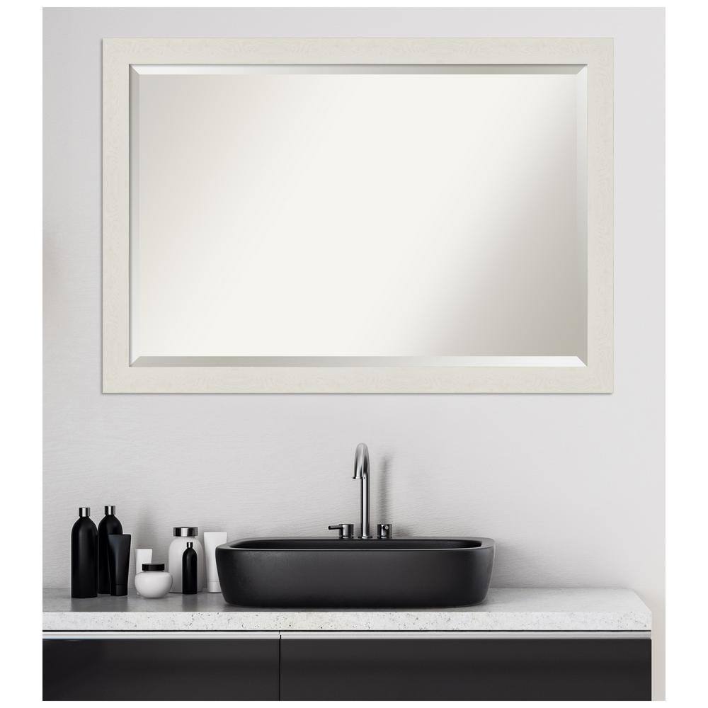 39" x 27" White Wood Framed Bathroom Vanity Mirror
