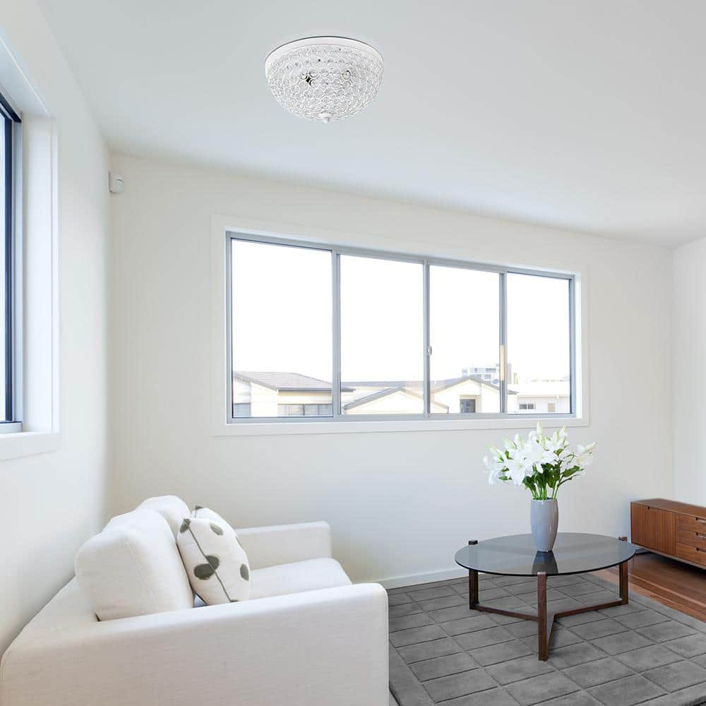 White Crystal Encrusted Dome Shade Ceiling Light