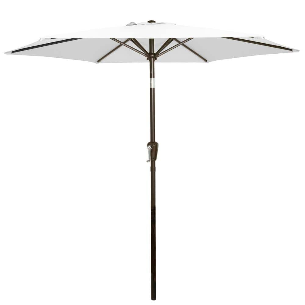 7.5ft White Metal Hexagonal Outdoor Patio Umbrella Market Umbrella With But