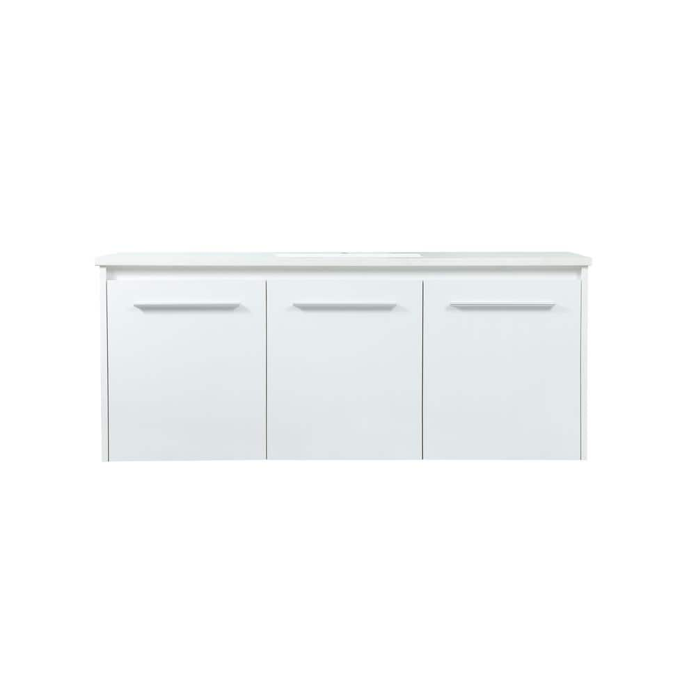 Simply Living 48 in. W x 18 in. D x 19.7 in. H Bath Vanity in White with Ivory White Engineered Marble Top