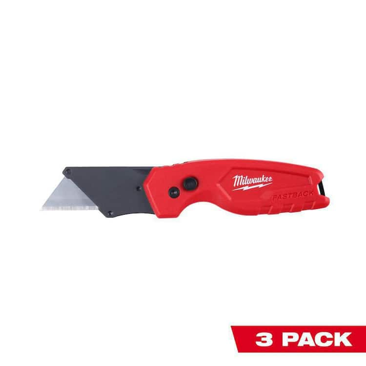 Milwaukee FASTBACK Compact Folding Utility Knife with General Purpose Blade (3-Pack)