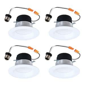 LT 4 in. Selectable 5CCT IC Rated Indoor Integrated LED Recessed Light with Baffle Trim 650-Lumens, Matte White (4-Pack)
