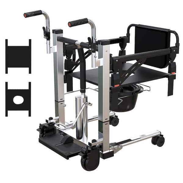 Stainless Steel Hydraulic Patient Lift Transfer Chair Portable Lightweight Wheelchair Lift with 180° Split Seat