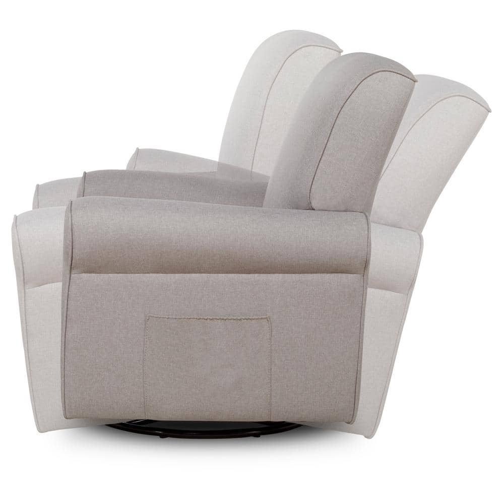 Fossil Gray Polyester Swivel Glider Accent Chair