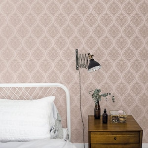 Emporium Collection Pink Ogee Embossed Metallic Finish Non-woven Wallpaper Roll