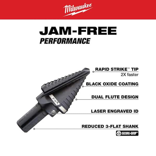 Milwaukee 7/8 in. #7 Black Oxide Step Drill Bit (1-Step) 48-89