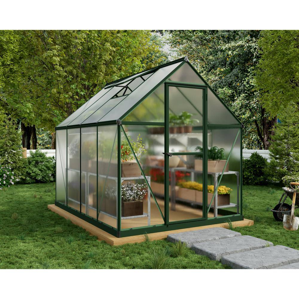 Palram Mythos 6' x 8' Green Polycarbonate Aluminum Greenhouse