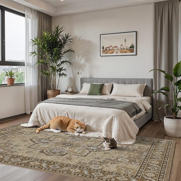 5 ft. x7 ft. Indoor Machine Washable Rug Soft Brown