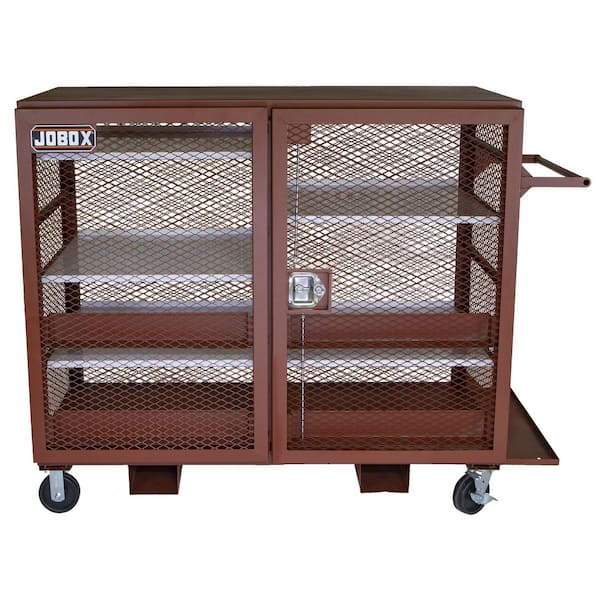 Crescent Jobox 75 in. W x 55 in. D x 38 in. H Heavy Duty Steel Mesh Storage Cabinet with 4 in. Casters