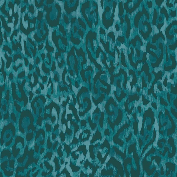 Laid Back Leopard Teal Peel and Stick Wallpaper