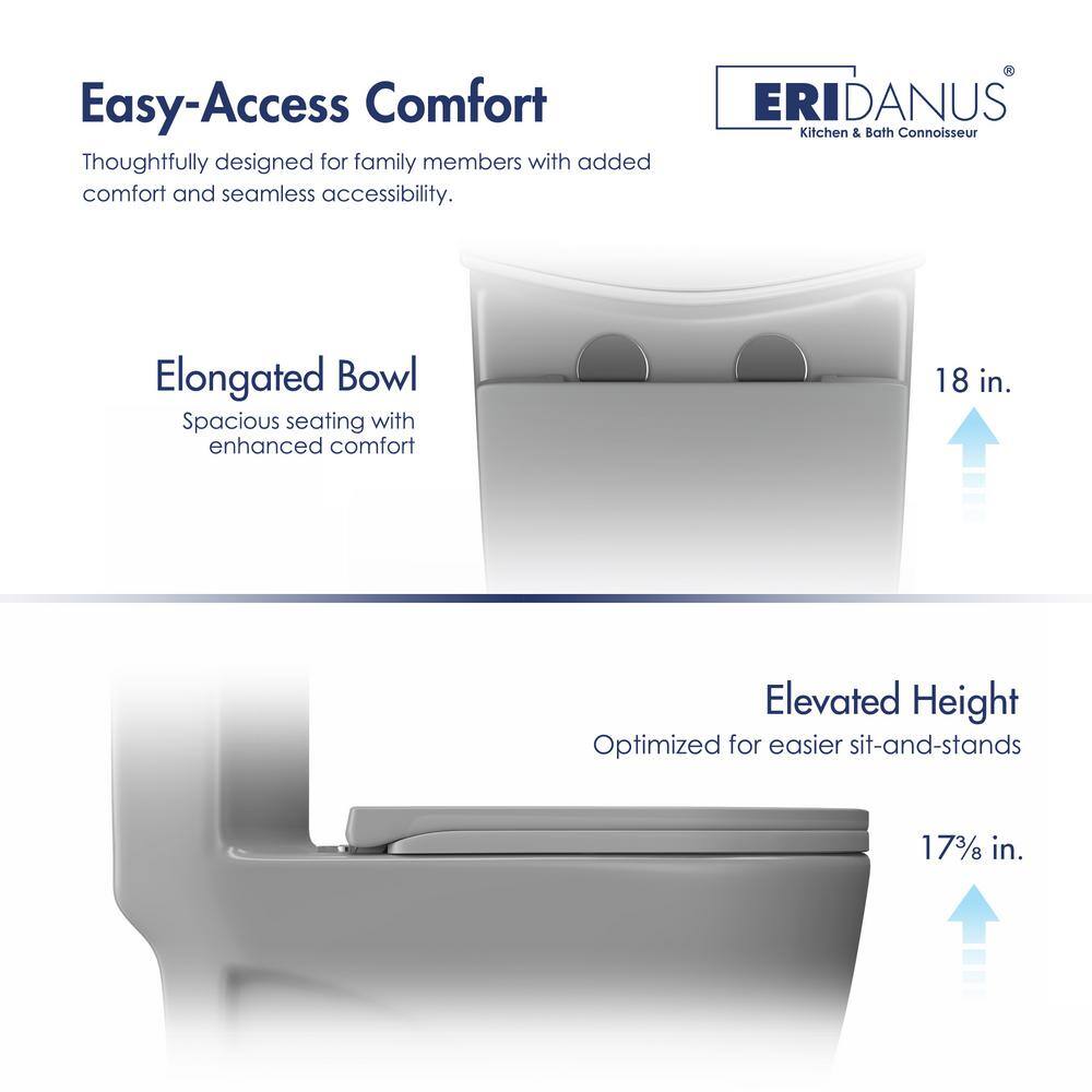 Reno Glacier Gray Elongated Dual Flush One-Piece Toilet
