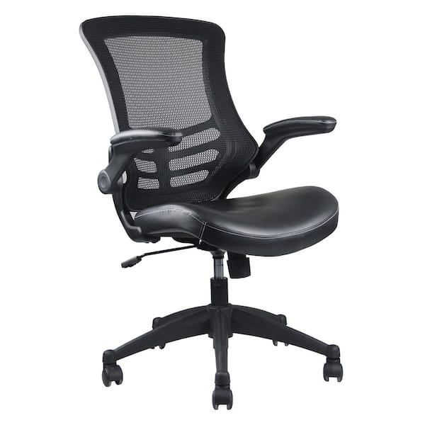 Mesh Adjustable Height Ergonomic Mid-Back Office Chair in Black with Flip-Up Arms