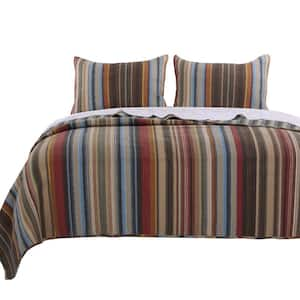 3-Piece Multicolor Solid King Size Linen Quilt Set