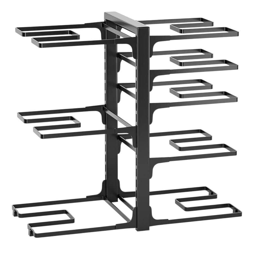 Anqtovp Carbon Steel Black 8 Tier Heavy Duty Pan Rack Pot Organizer for Cabinet or Countertop No Assembly Required 29CPH033661 - The Home Depot