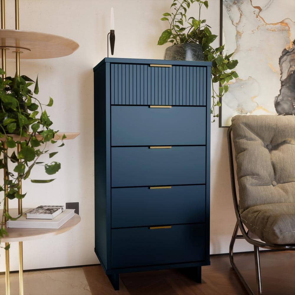 Manhattan Comfort Granville Narrow Dresser Midnight Blue