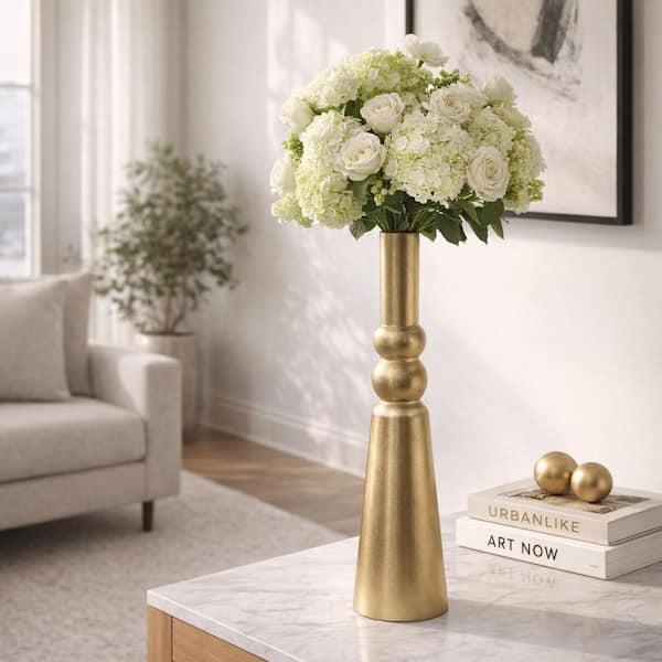 Sagebrook Home 22 in. Gold Metal Cylinder Decorative Vase 17762