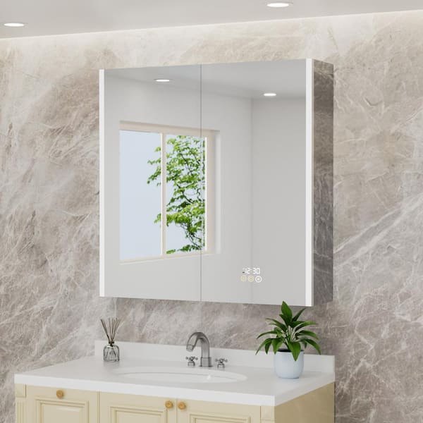 Rina 48 in. W x 36 in. H Rectangular Aluminum Recessed Medicine Cabinet with Mirror, Dimmable, Fog Free for Bathroom