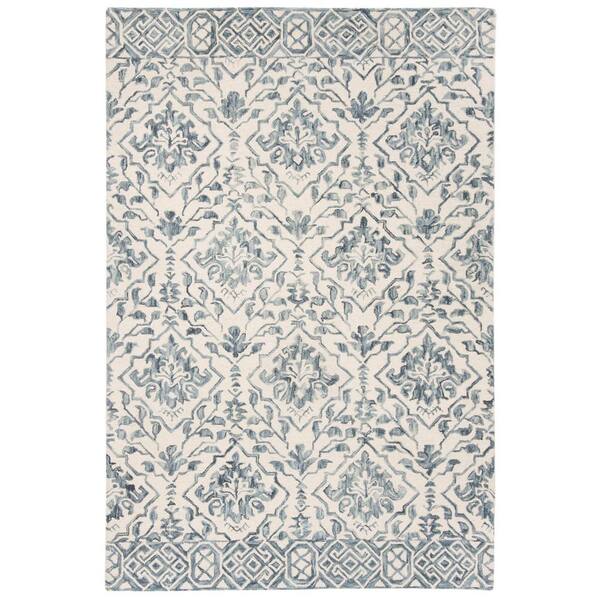 Safavieh Dip Dye Blue/Ivory 5 ft. x 8 ft. Border Floral Medallion Area Rug