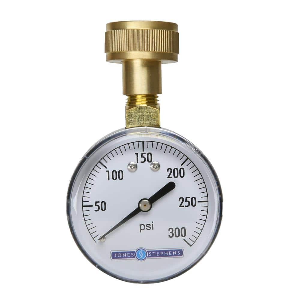 JONES STEPHENS 300 psi Water Test Gauge with 3/4 in. Hose 