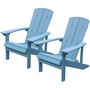 Patio Hips Plastic Adirondack Chair Lounger Weather Resistant Furniture for Lawn Balcony & Lake Blue(2-Pack)