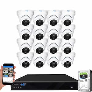 16-Channel 8MP 4TB NVR Security Camera System 16 Wired Turret Cameras 2.8mm Fixed Lens Human/Vehicle Detection Mic