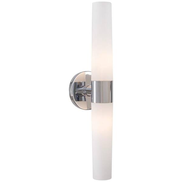 Saber 20 in. 2-Light Chrome Bath Vanity Light with Etched Opal Glass Shades, Bulbs Not Included