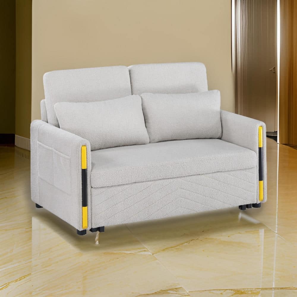 Pcy 55.5 in. Beige Velvet 2-Seater Loveseat with Side Pockets price history on PriceWatchPro